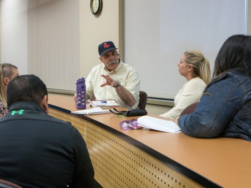 Chemical dependency instructor and students