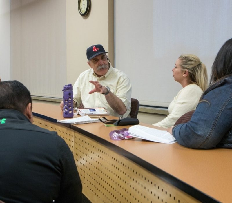 Chemical dependency instructor and students