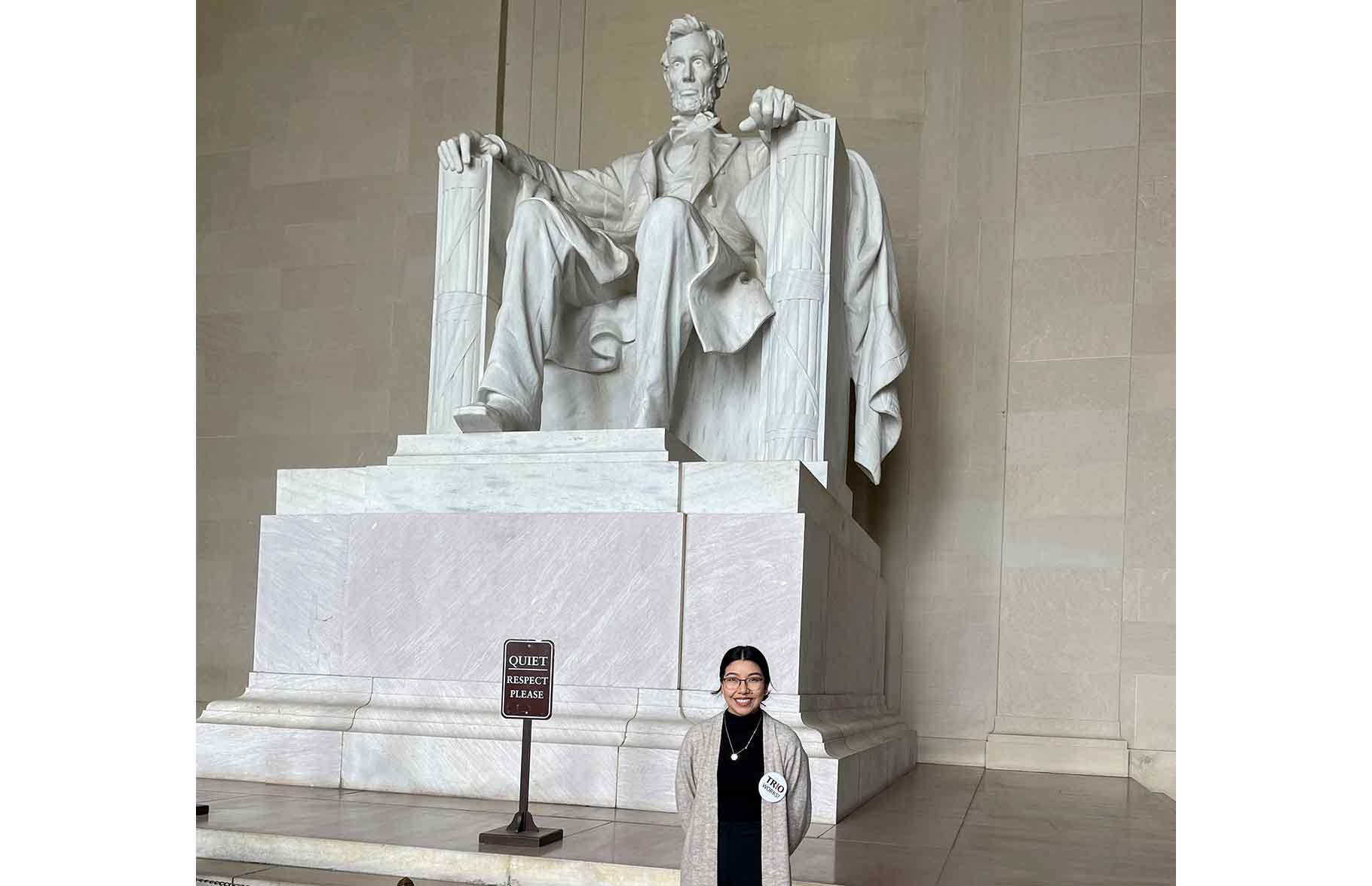 Esther at the Lincoln memorial