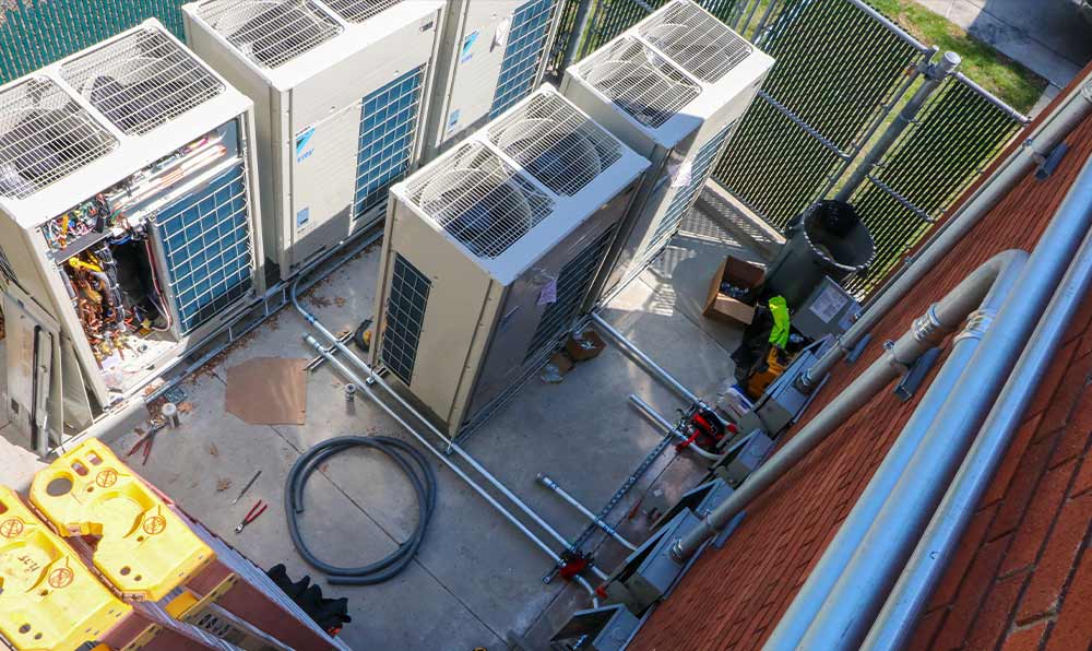 Overhead view of HVAC system