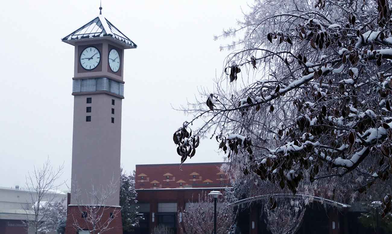 Clocktower with snow