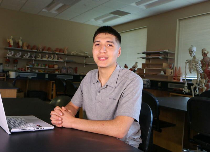 Francisco Flores in a lab in YVC's Glenn Anthon Hall