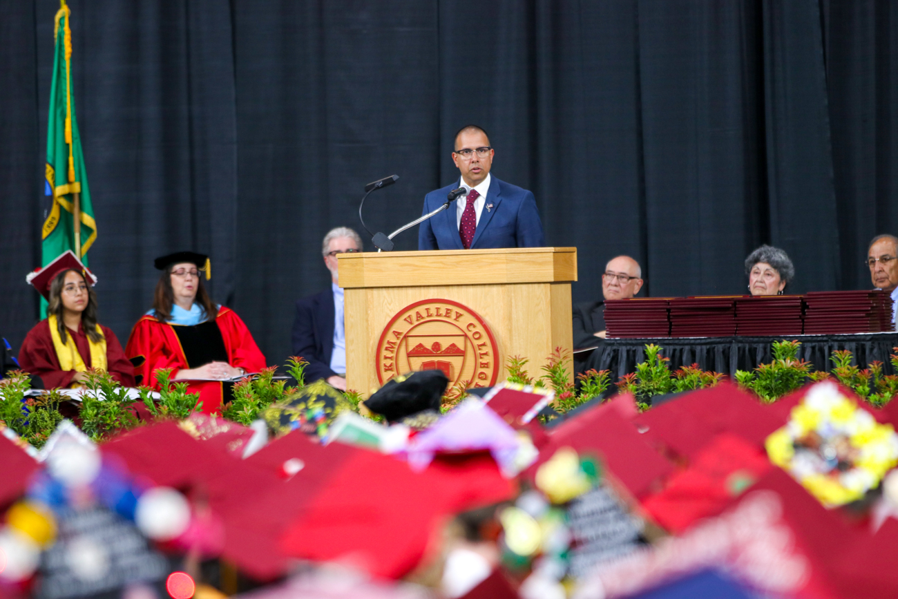 Paul Francis delivers the keynote address during YVC's 94th Commencement Ceremony on June 16.