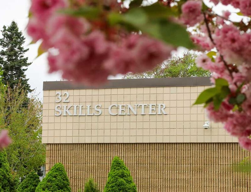 YVC Skills Center building in the spring