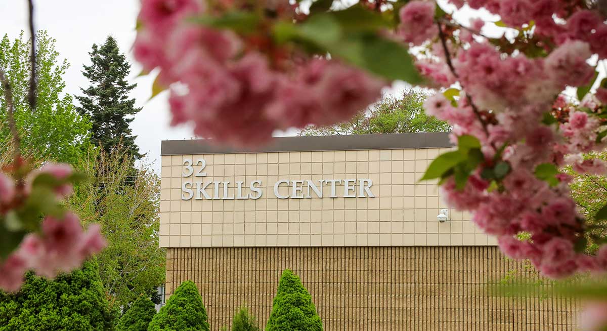 YVC Skills Center building in the spring