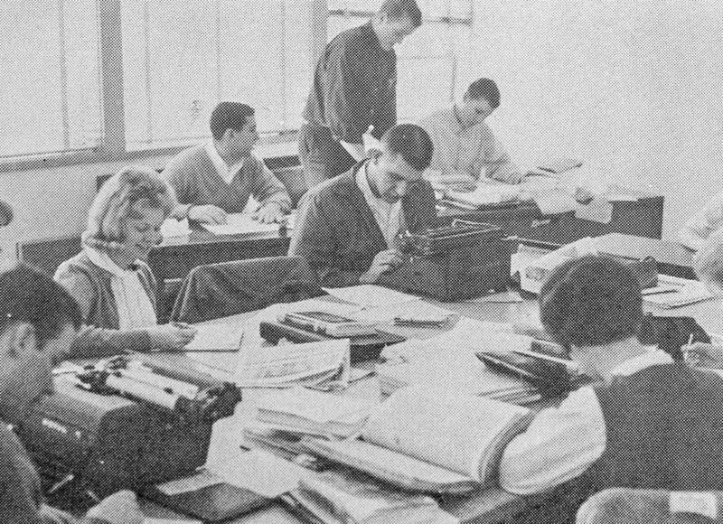 Students work on the Galaxy newspaper, Fall 1962