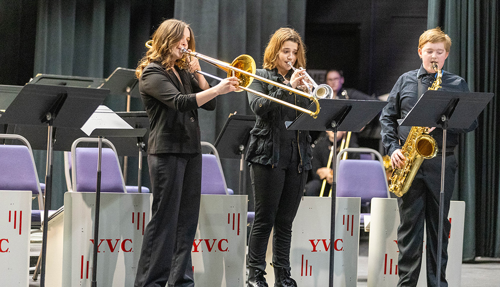 Students perform as a small ensemble prior to the full jazz band during the Winter Jazz concert in early March.