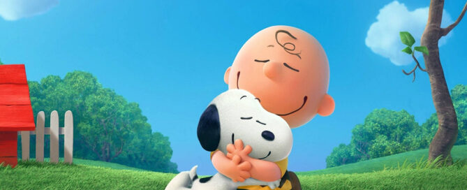 Charlie Brown hugging snoopy