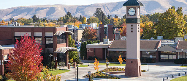 Yakima campus with the clock tower summer