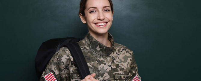 Female cadet with backpack